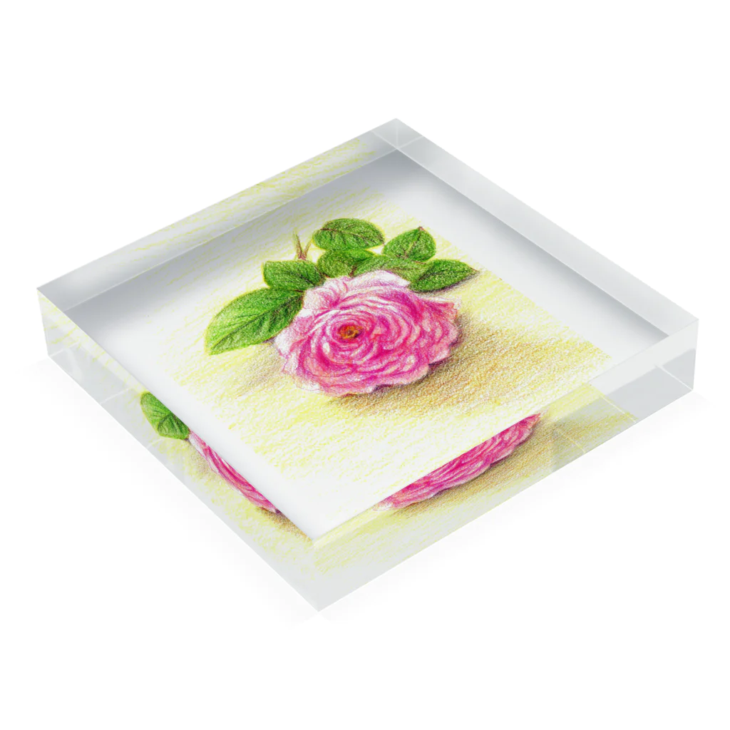 リラの一輪の薔薇 Acrylic Block :placed flat