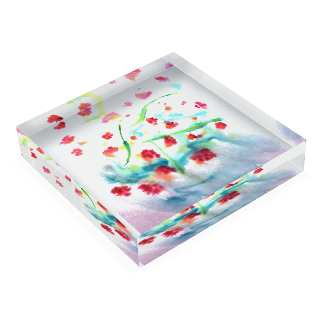 にじのははのにじみ_お花 Acrylic Block :placed flat