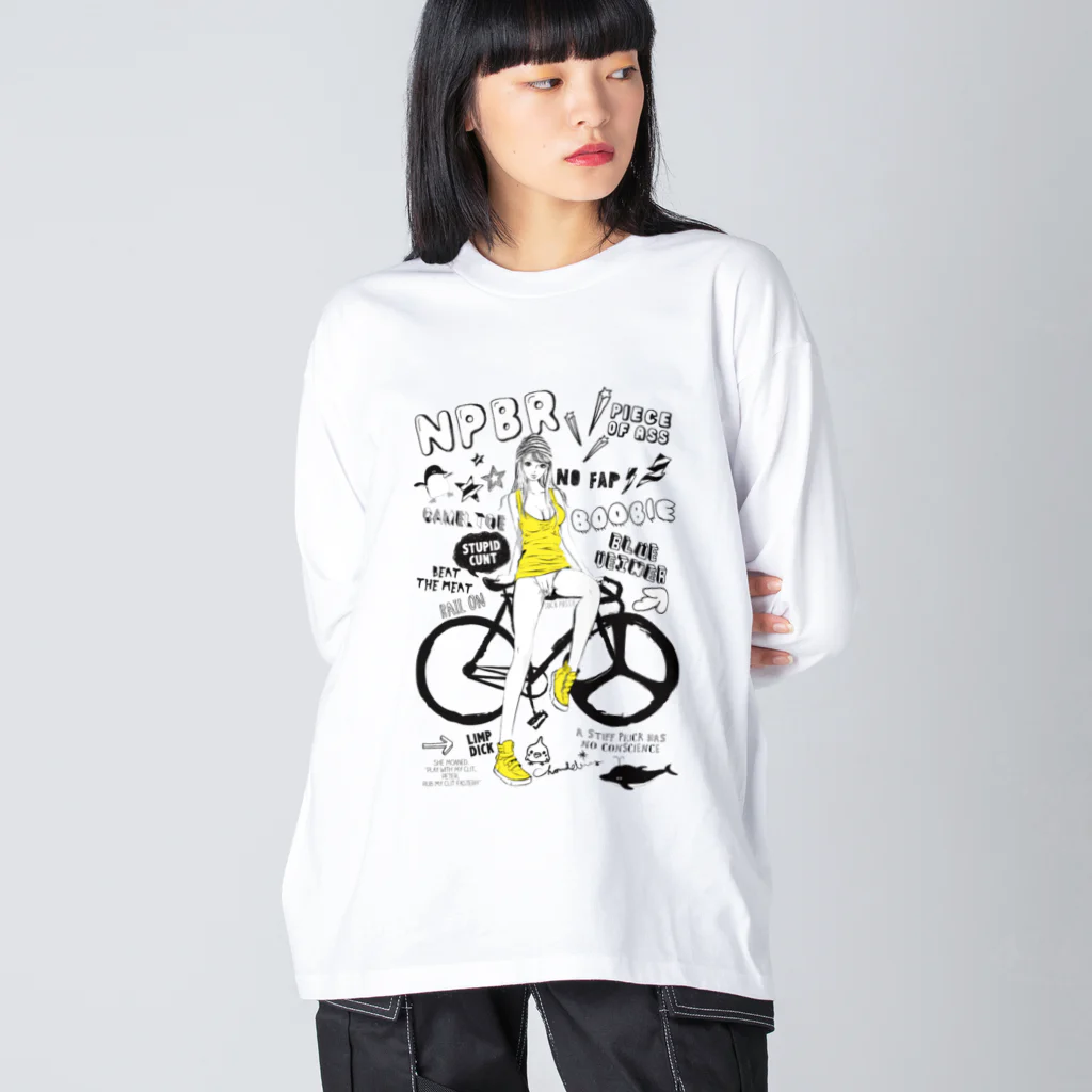 loveclonesのNPBR 自転車女子 ガーリーイラスト Big Long Sleeve T-Shirt