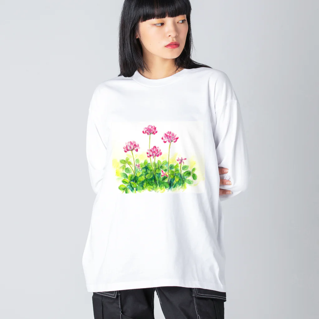 リラのレンゲ草 ビッグシルエットロングスリーブTシャツ