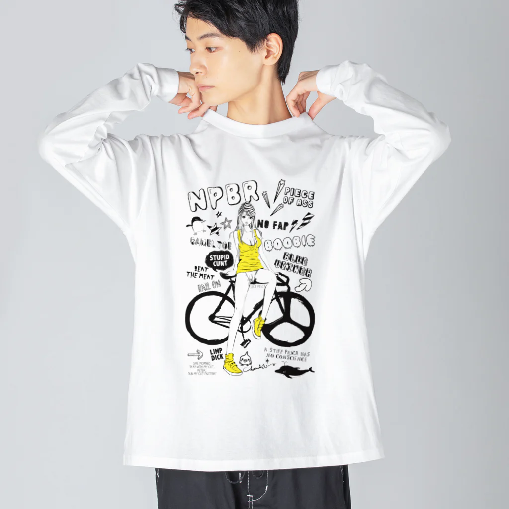 loveclonesのNPBR 自転車女子 ガーリーイラスト ビッグシルエットロングスリーブTシャツ