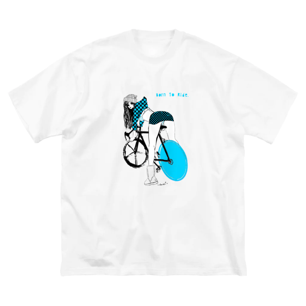 loveclonesの自転車 ガールプリント ビッグシルエットTシャツ