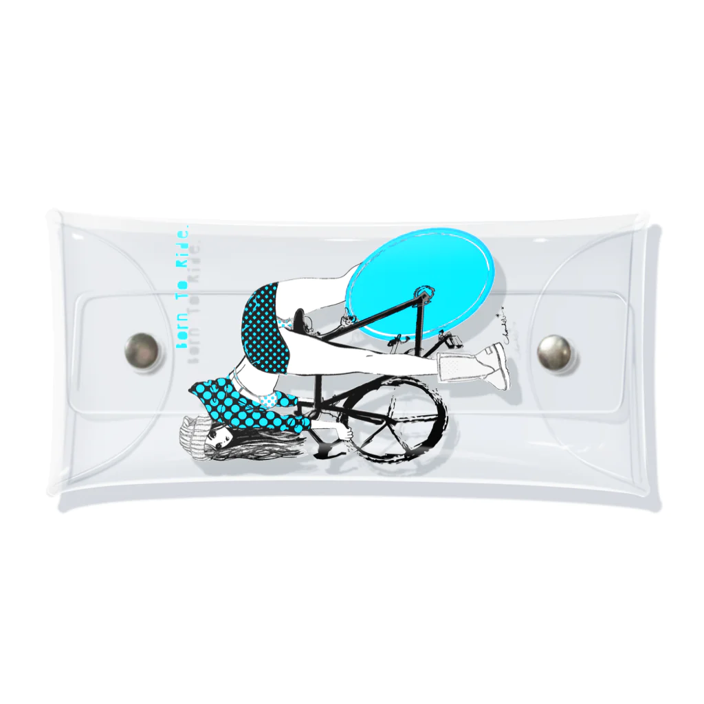 loveclonesの自転車 ガールプリント クリアマルチケース