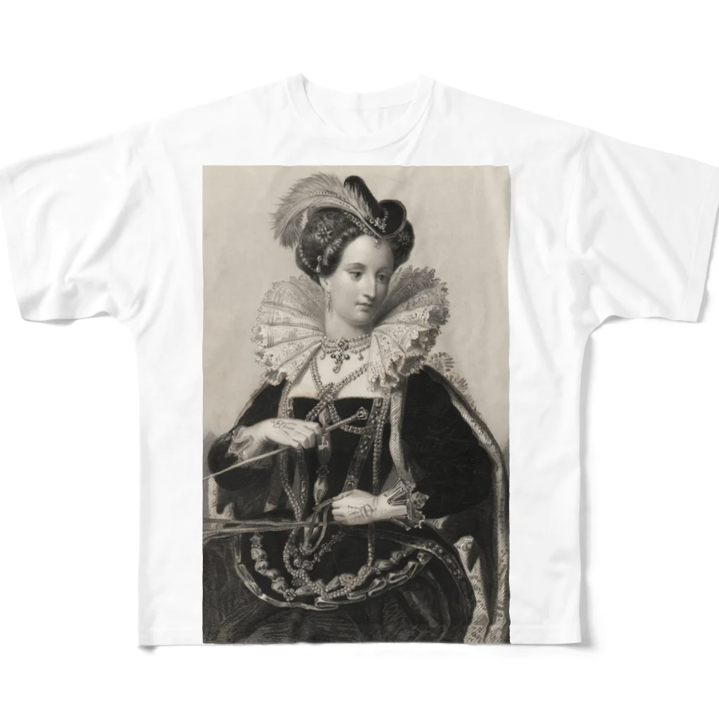 J. Jeffery Print Galleryの英国女王エリザベスⅠ世 フルグラフィックTシャツ