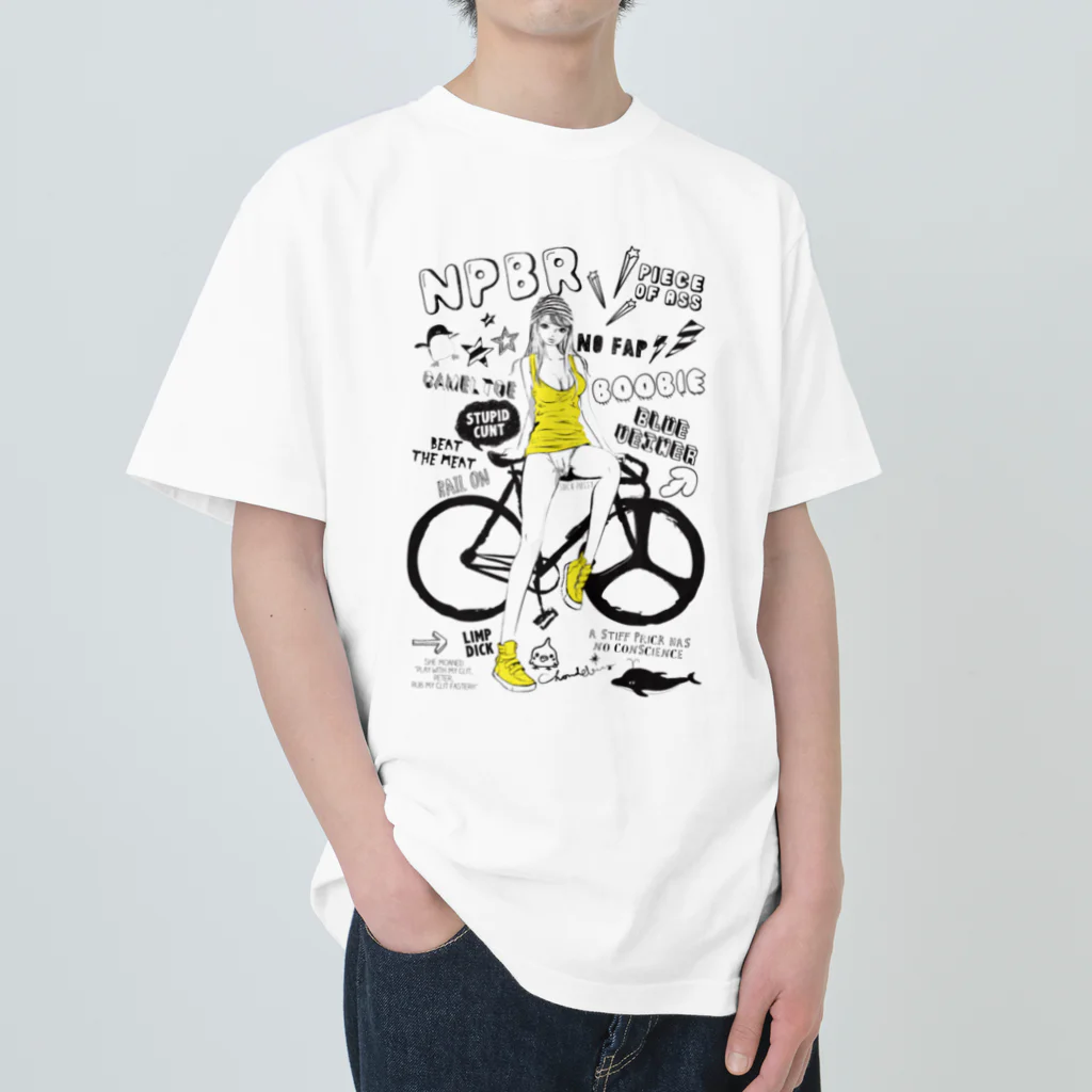 loveclonesのNPBR 自転車女子 ガーリーイラスト ヘビーウェイトTシャツ