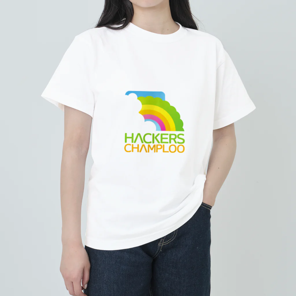 ハッカーズチャンプルーのハッカーズチャンプルーロゴ（正方形） ヘビーウェイトTシャツ