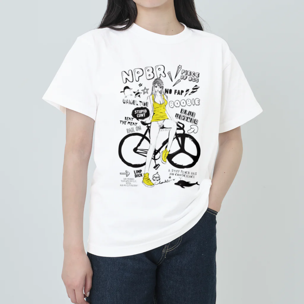 loveclonesのNPBR 自転車女子 ガーリーイラスト ヘビーウェイトTシャツ