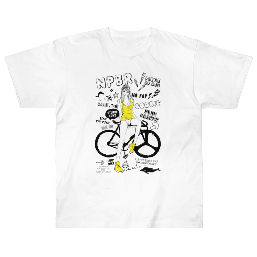 loveclonesのNPBR 自転車女子 ガーリーイラスト ヘビーウェイトTシャツ