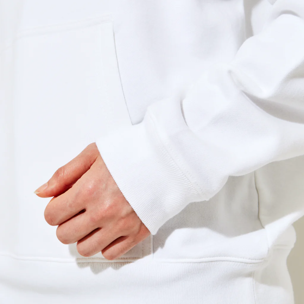 【SEVA】 （雲黒斎 公式ショップ ）のGANDHARA ATHLETICS （ホワイト プリント バージョン） パーカーの袖部分