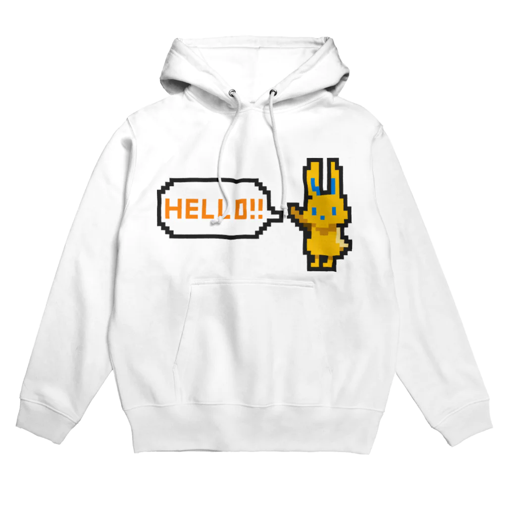 manaのドット絵風うさぎ「HELLO!!」 Hoodie