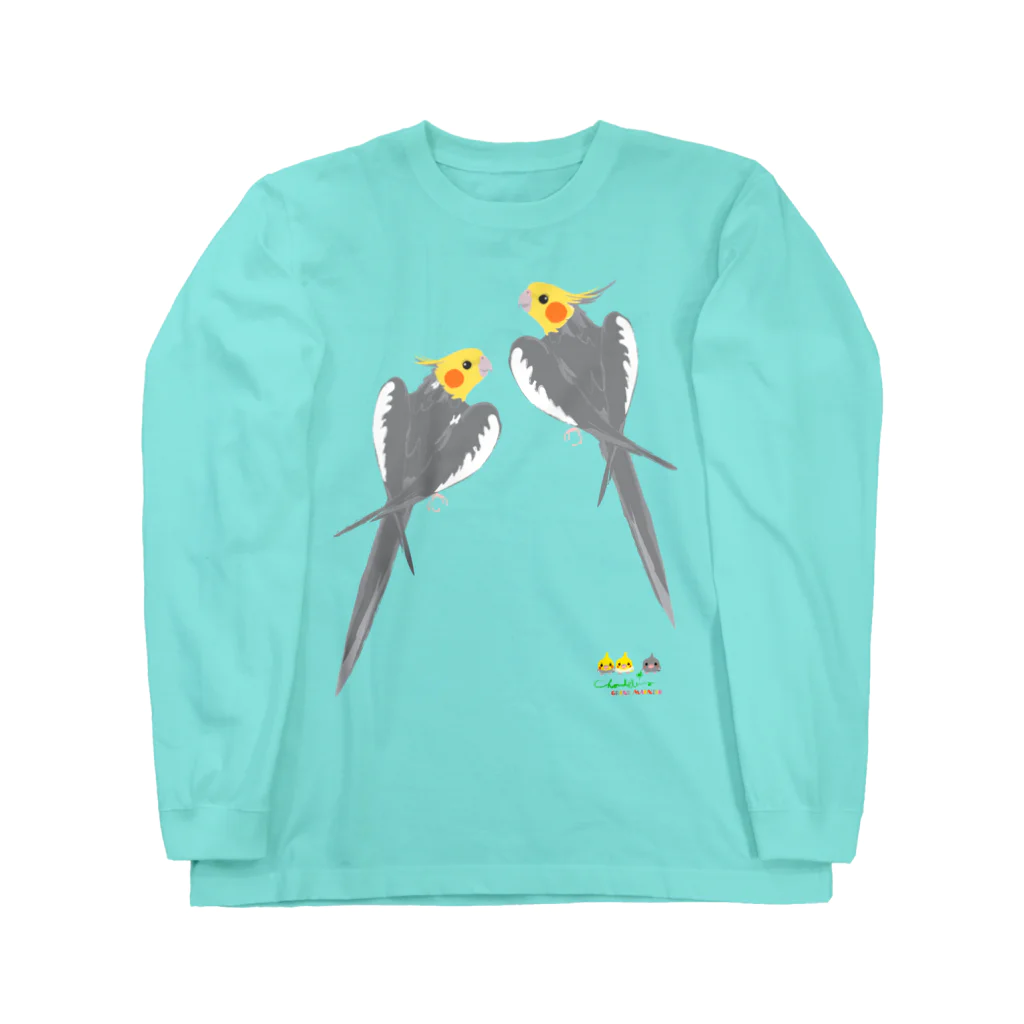 LittleLoroのノーマルオカメインコ　ごきげんポーズ中 ロングスリーブTシャツ