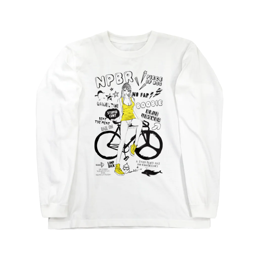 loveclonesのNPBR 自転車女子 ガーリーイラスト ロングスリーブTシャツ