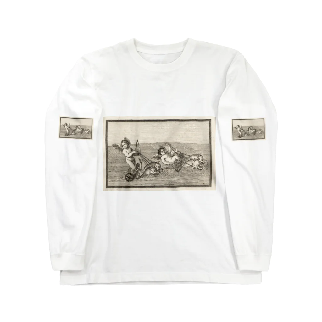J. Jeffery Print Galleryの天使のイルカ車レース ロングスリーブTシャツ