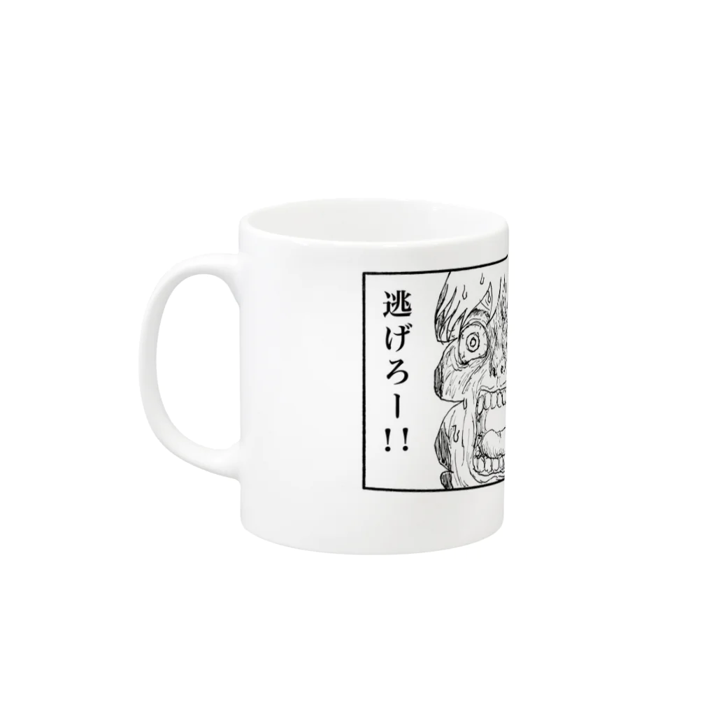 水辺出版の月刊タニシ最強巻貝伝説名場面劇場マグカップ Mug :left side of the handle