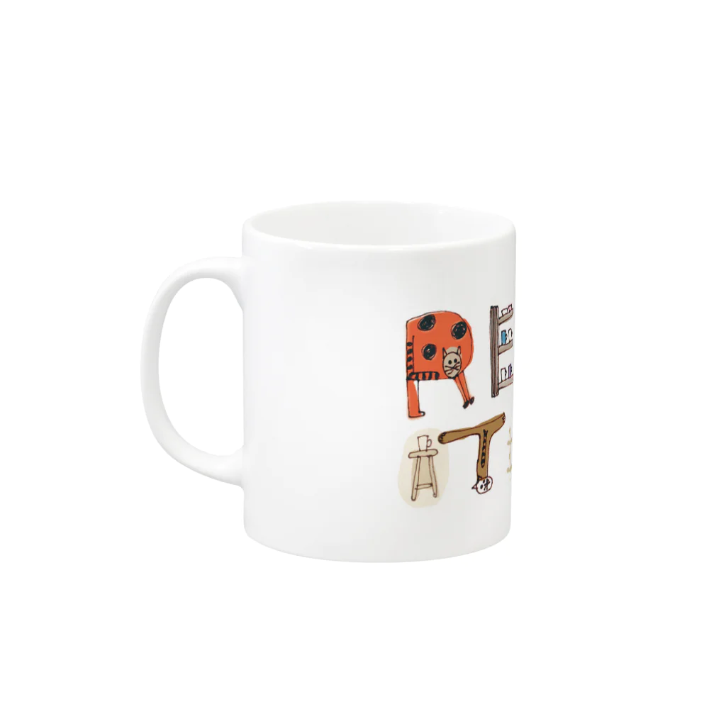 もぐら工作所のSUZURIショップのippuku ねこmag Mug :left side of the handle