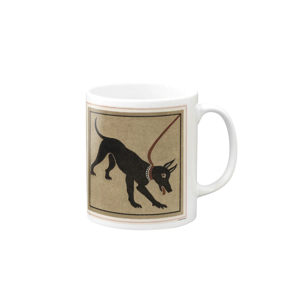 J. Jeffery Print Galleryのポンペイの番犬 Mug :right side of the handle