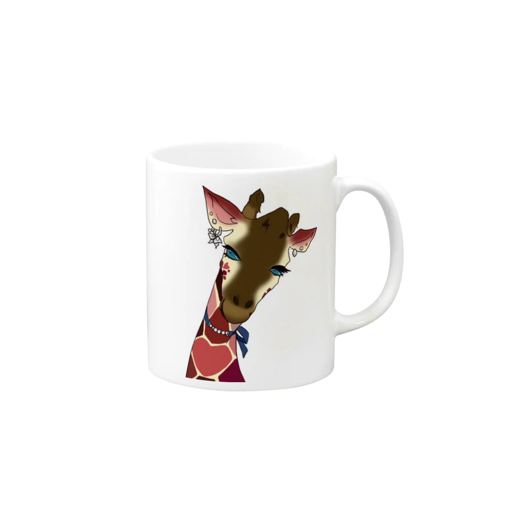 凪沙のlove giraffe Mug :right side of the handle