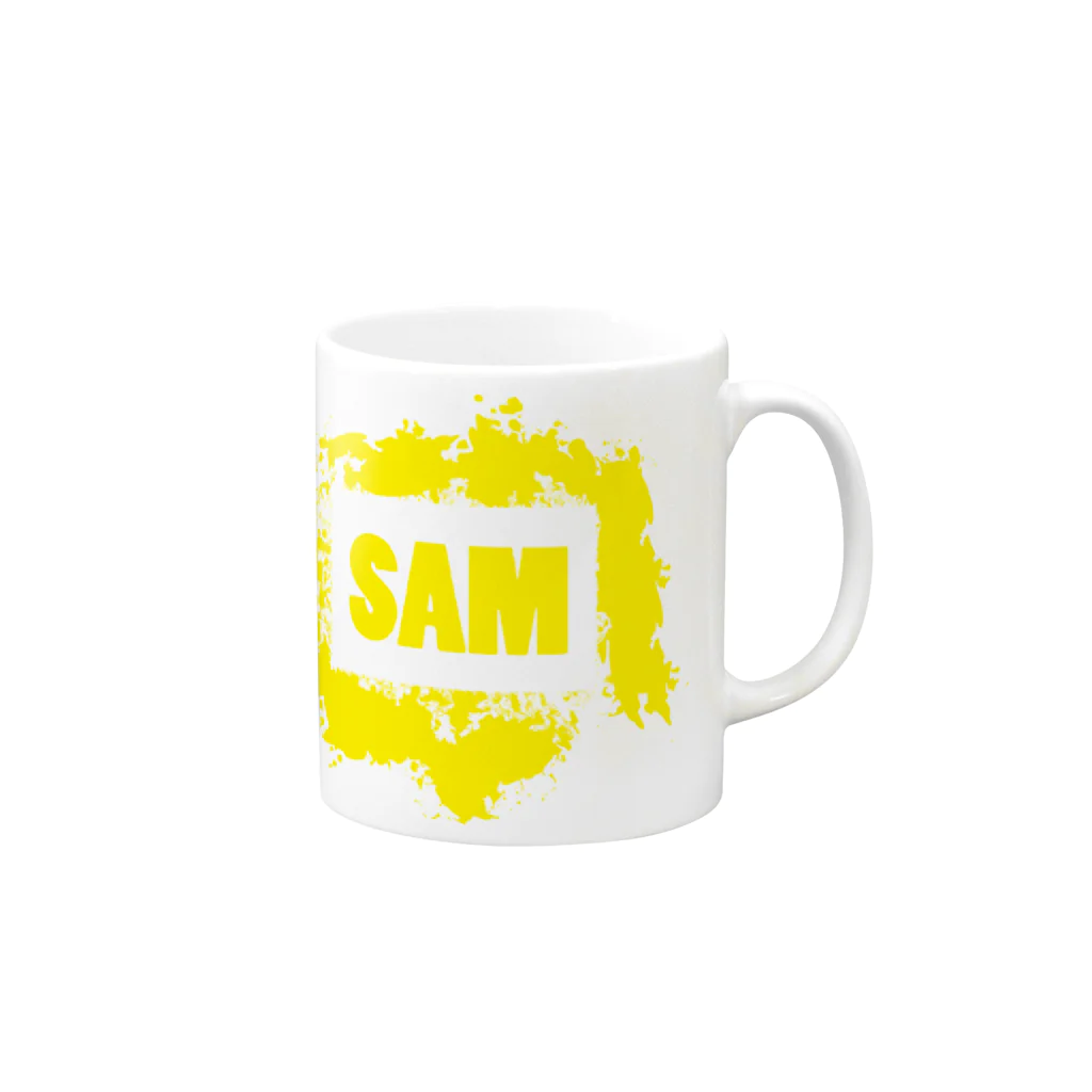 SAMのSAMロゴ（イエロー） マグカップの取っ手の右面