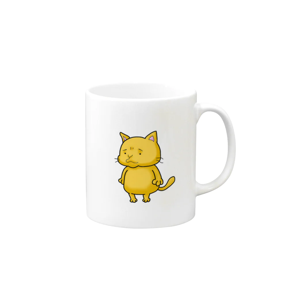 ハミ山の眉間にしわねこ Mug :right side of the handle