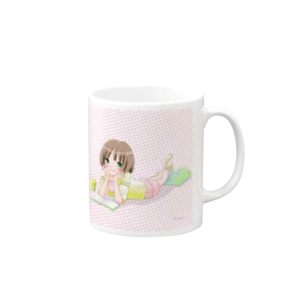 konokado SUZURIの春の読書タイム Mug :right side of the handle