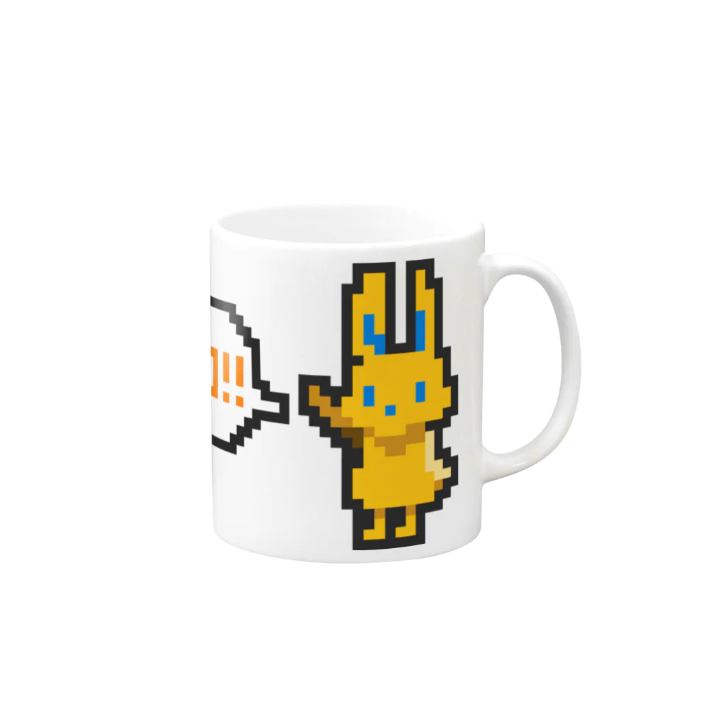 manaのドット絵風うさぎ「HELLO!!」 Mug :right side of the handle