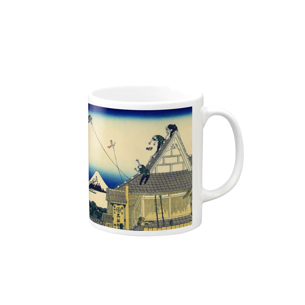 浮世絵 ｜ うきよえ屋の江都駿河町三井見世略圖／葛飾北斎 Mug :right side of the handle