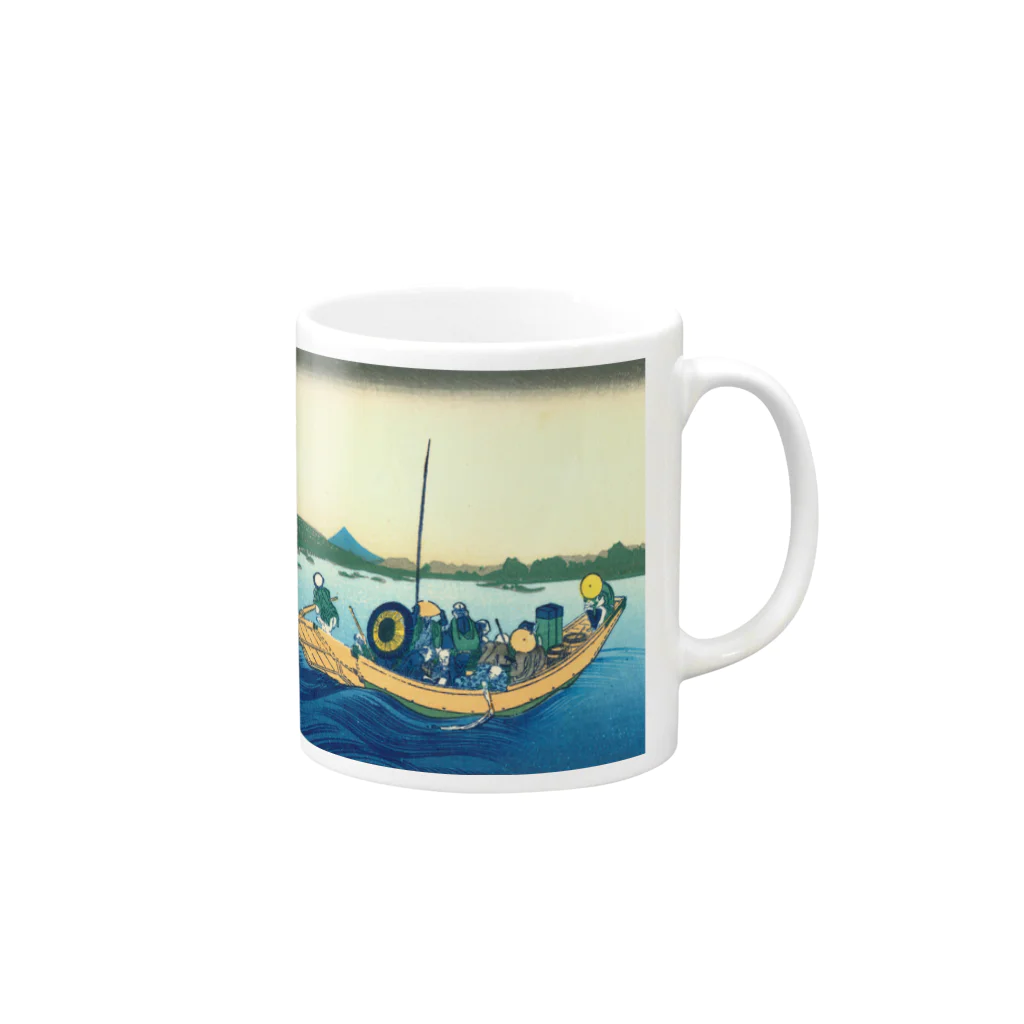 浮世絵 ｜ うきよえ屋の御厩川岸より両國橋夕陽見／葛飾北斎 Mug :right side of the handle