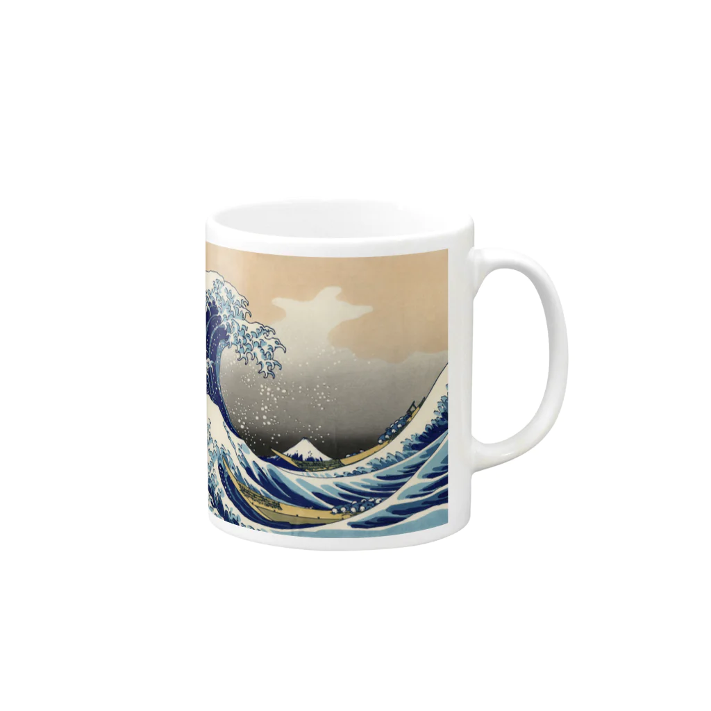 浮世絵 ｜ うきよえ屋の神奈川沖浪裏／葛飾北斎 Mug :right side of the handle