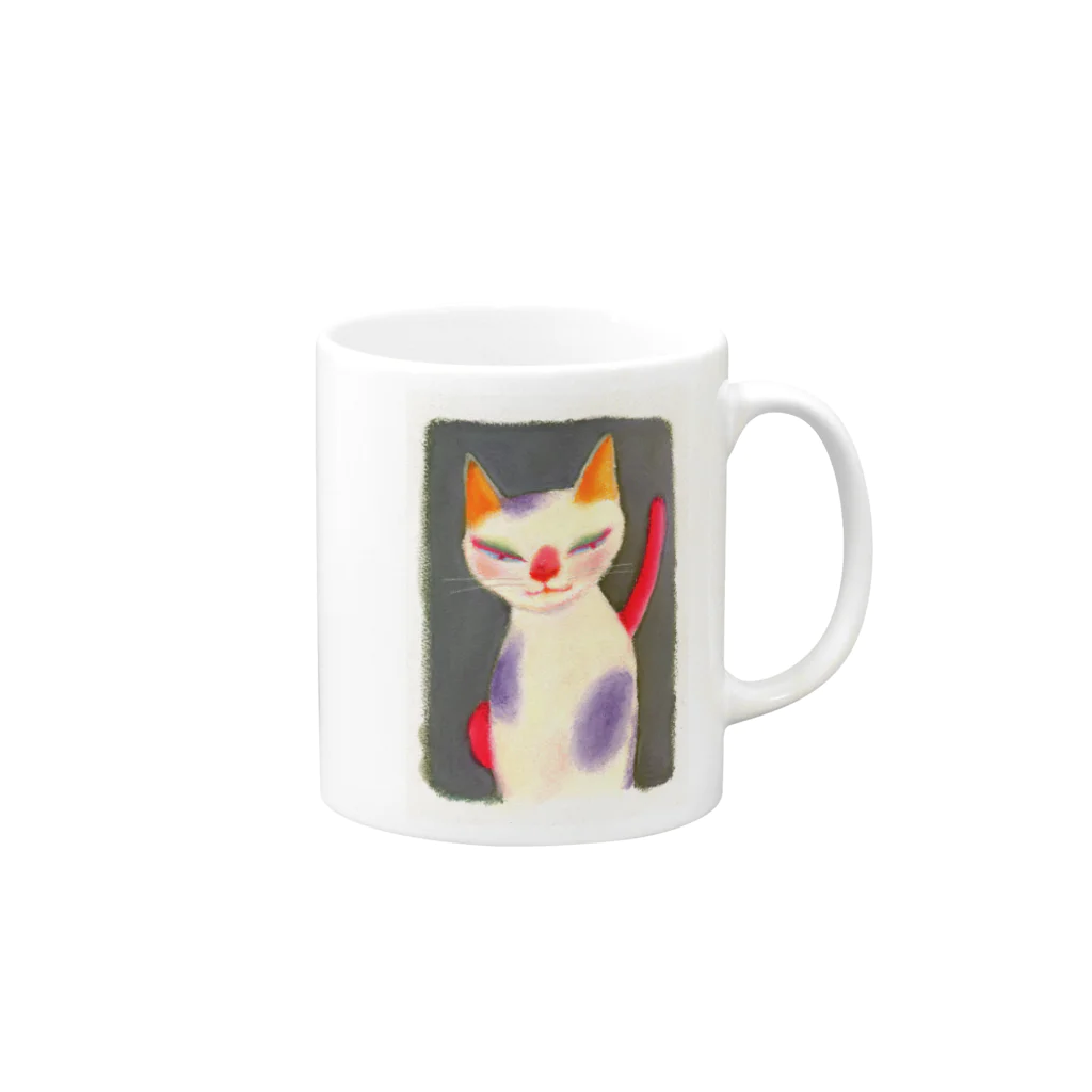 猫の絵　iPhoneケースとか　菫ごろの猫の絵だよ Mug :right side of the handle