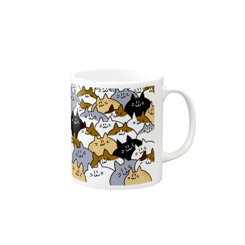 かめ吉のねこだらけ Mug :right side of the handle