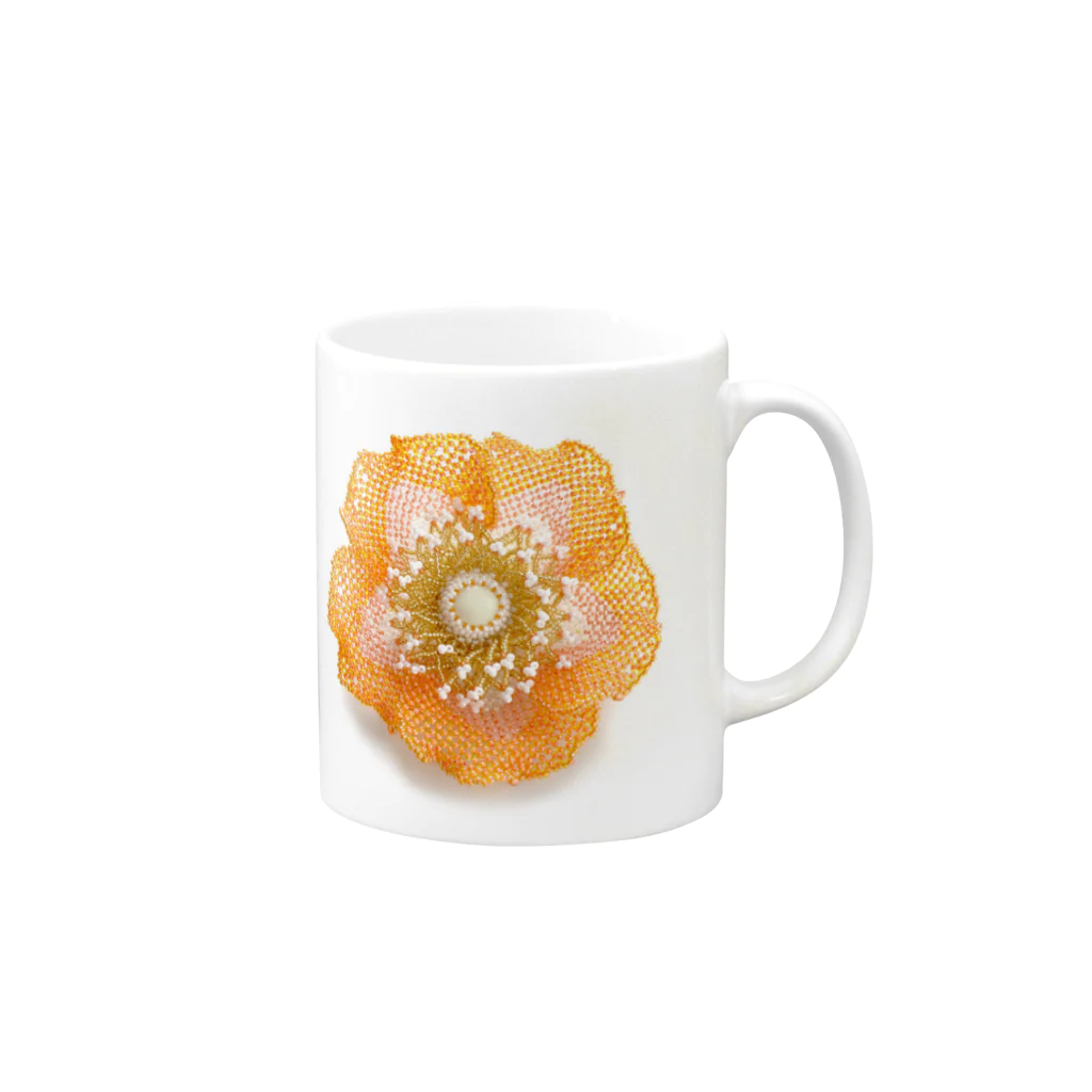 sakuiroのビーズのお花プリント Mug :right side of the handle