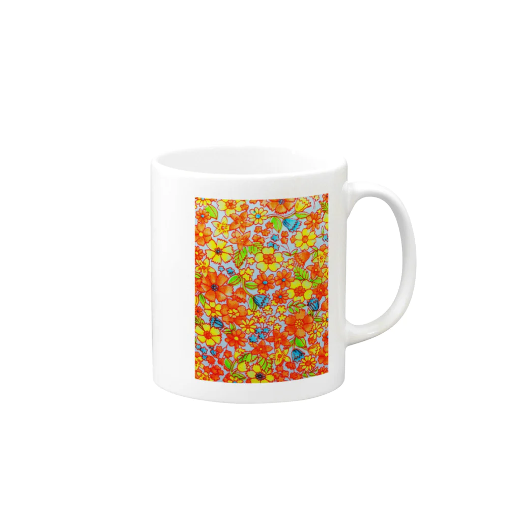 rec0のRETRO＊FLOWER :orange Mug :right side of the handle