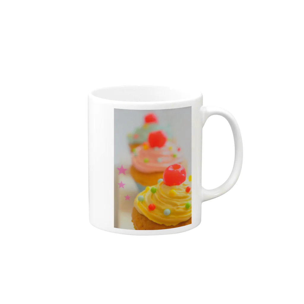 wacaのカラフルカップケーキ Mug :right side of the handle