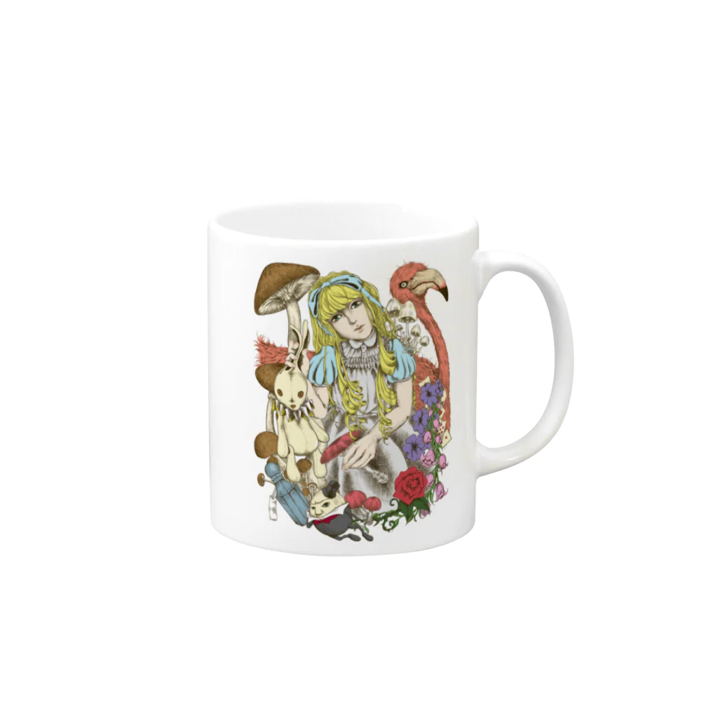 Cɐkeccooの不思議の国のアリス‐手描き風Vrカラー Mug :right side of the handle