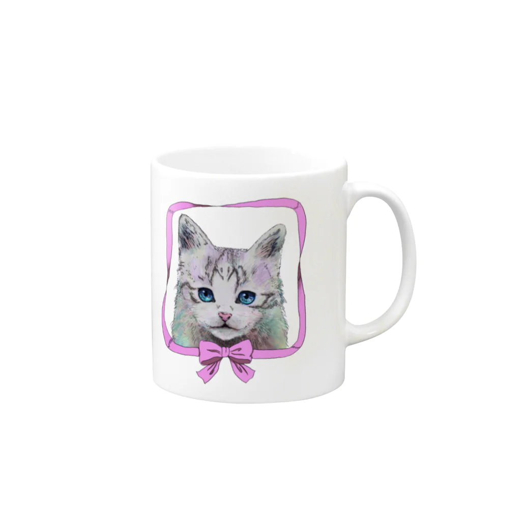 こちぇっくの猫のmuffin Mug :right side of the handle