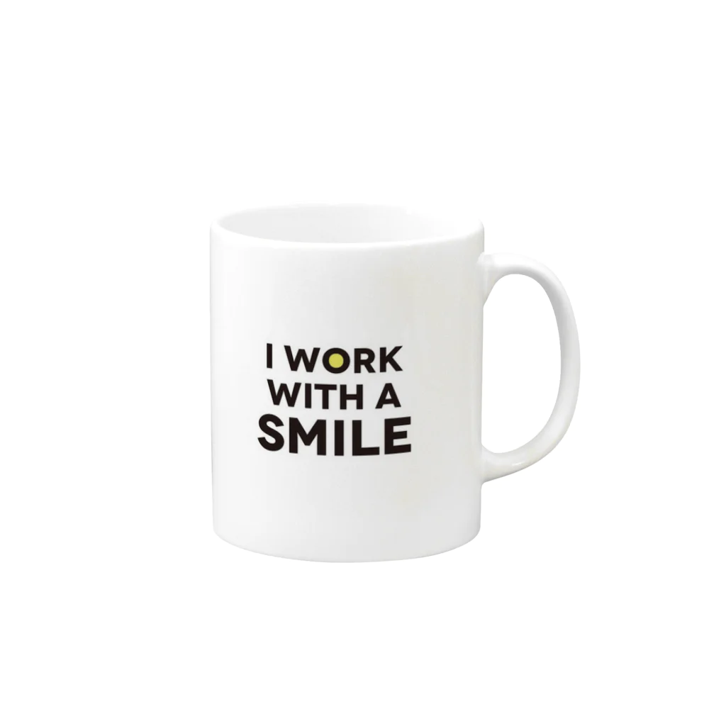 和久 学（働き方ジャーナリスト）のI work with a smile Mug :right side of the handle