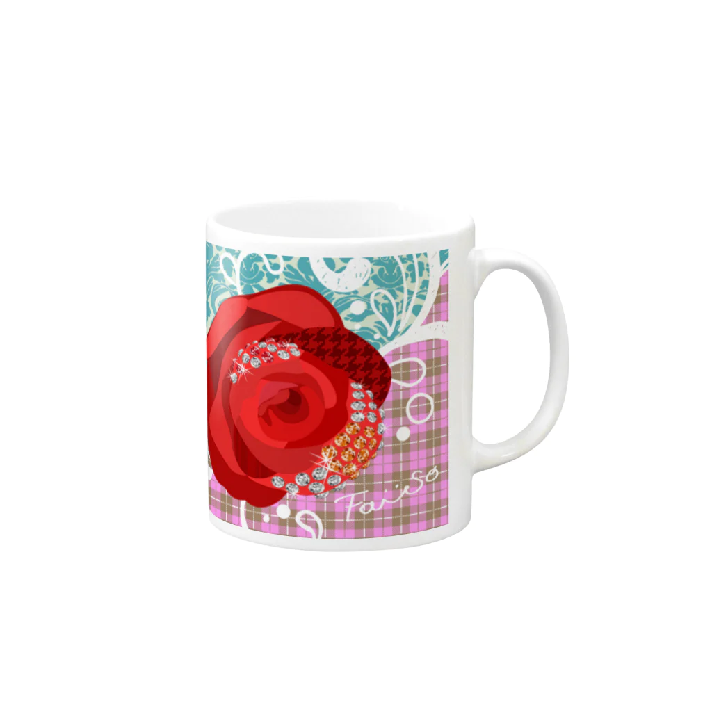 fa-soのrose pink w_pink Mug :right side of the handle