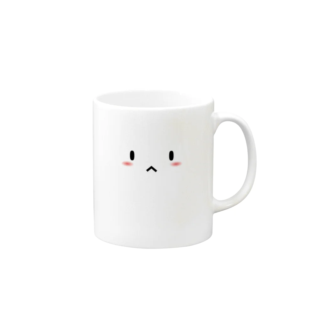 けいせんのしろねこフェイス Mug :right side of the handle