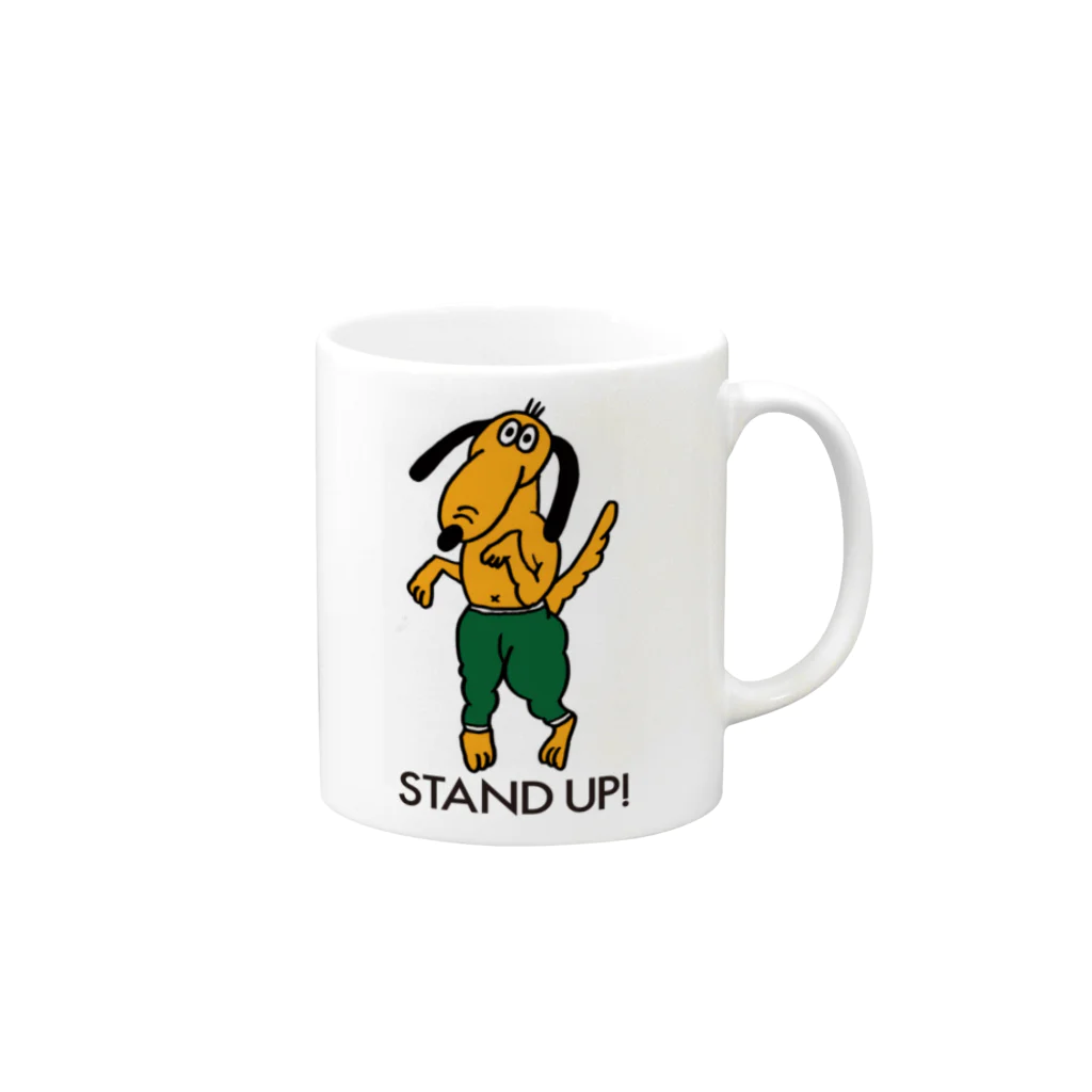 てんぷらQの立ち犬 黄 Mug :right side of the handle