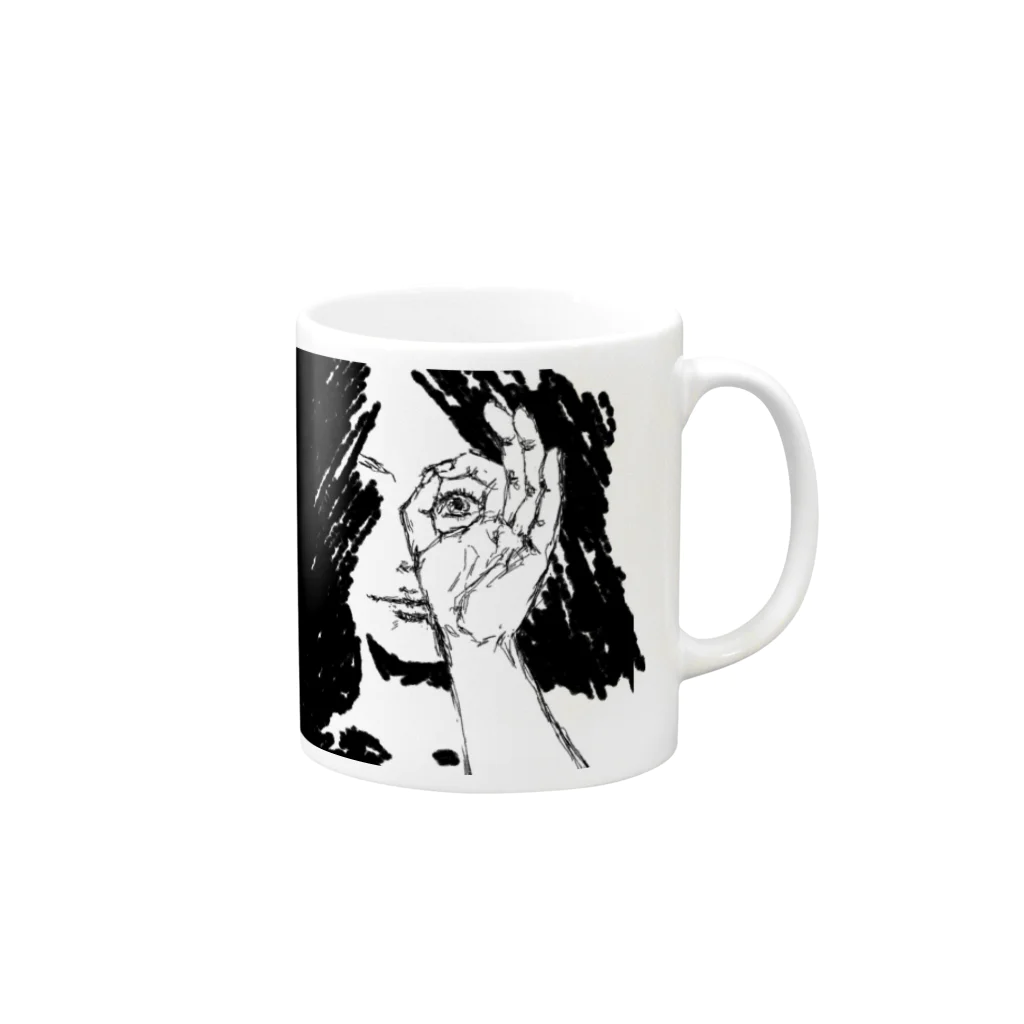 N.S. urelaの覗く少女・花 Mug :right side of the handle