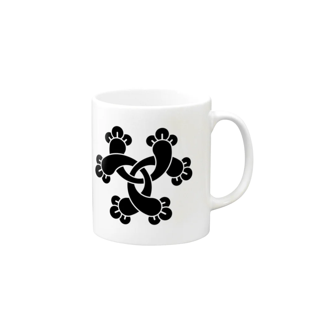 日本の家紋 六つ組丁字 Mug :right side of the handle