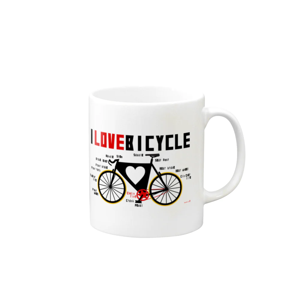 rakugayaのilovebicycle マグカップの取っ手の右面