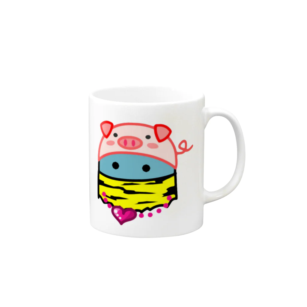 蒸しパンのぶたとらちゃん Mug :right side of the handle