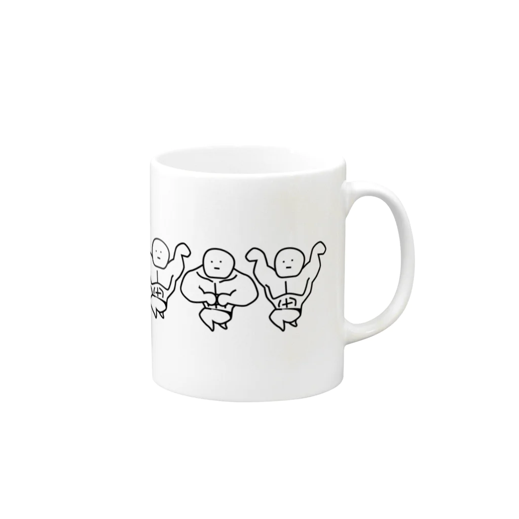 猿侍のマッチョ（団体）色白タイプ Mug :right side of the handle