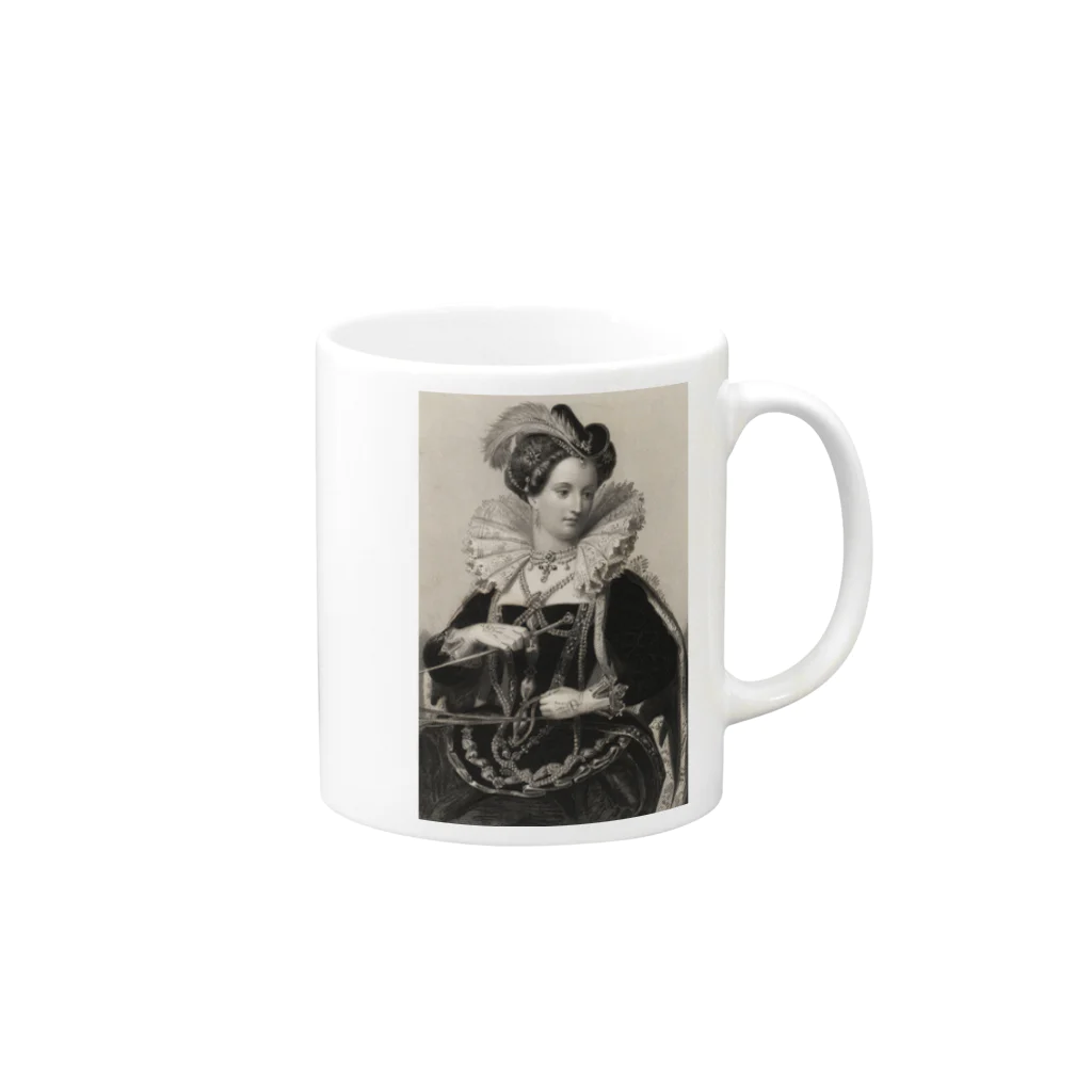 J. Jeffery Print Galleryの英国女王エリザベスⅠ世 Mug :right side of the handle