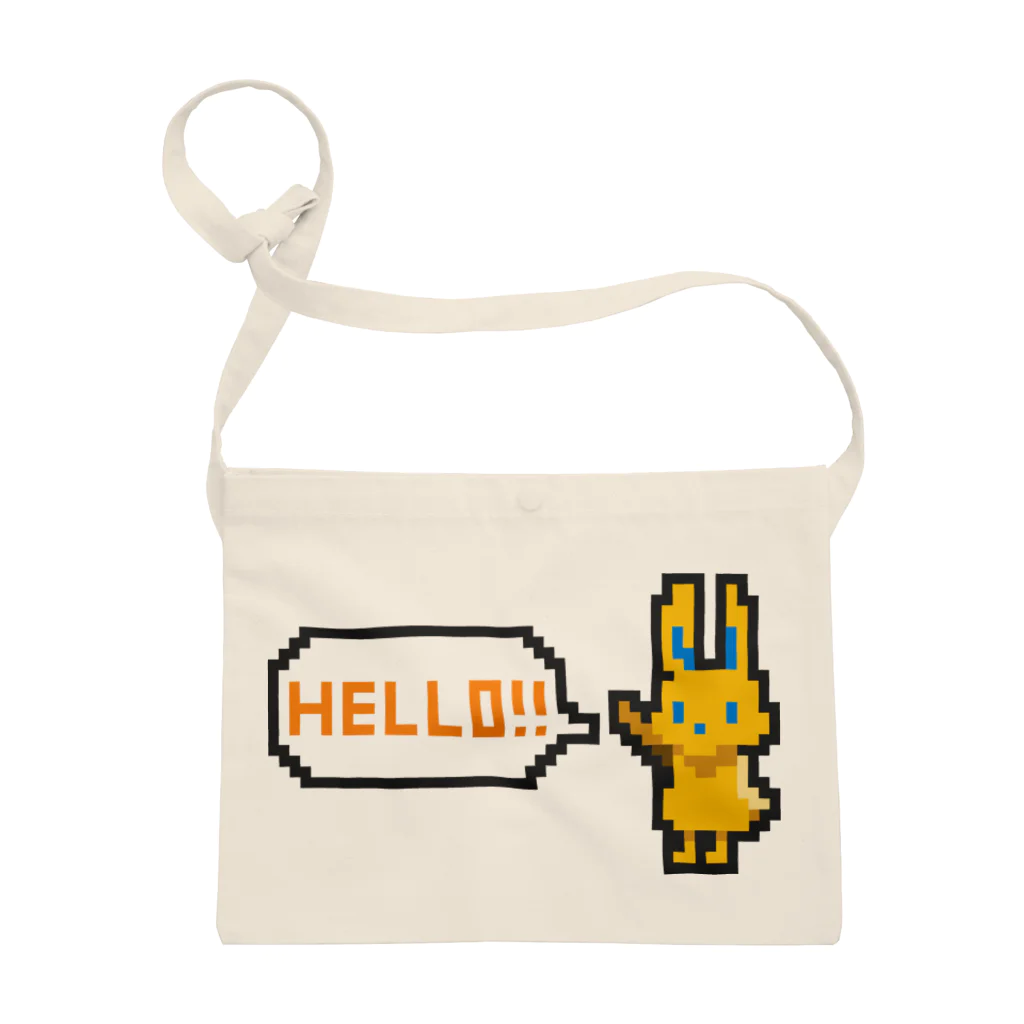 manaのドット絵風うさぎ「HELLO!!」 サコッシュ