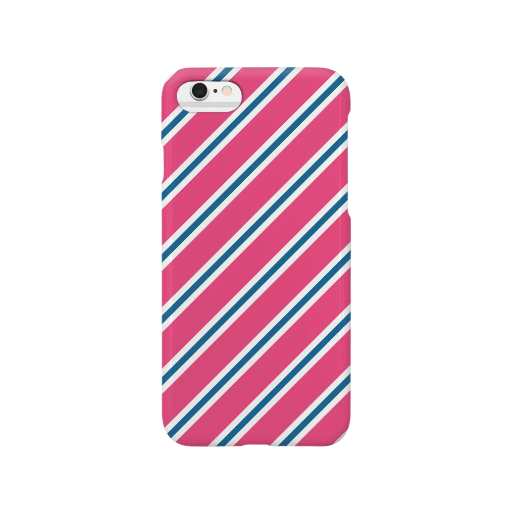ホシハヤトのサーモンピンクとネイビーのレジメンタル iPhone ケース スマホケース