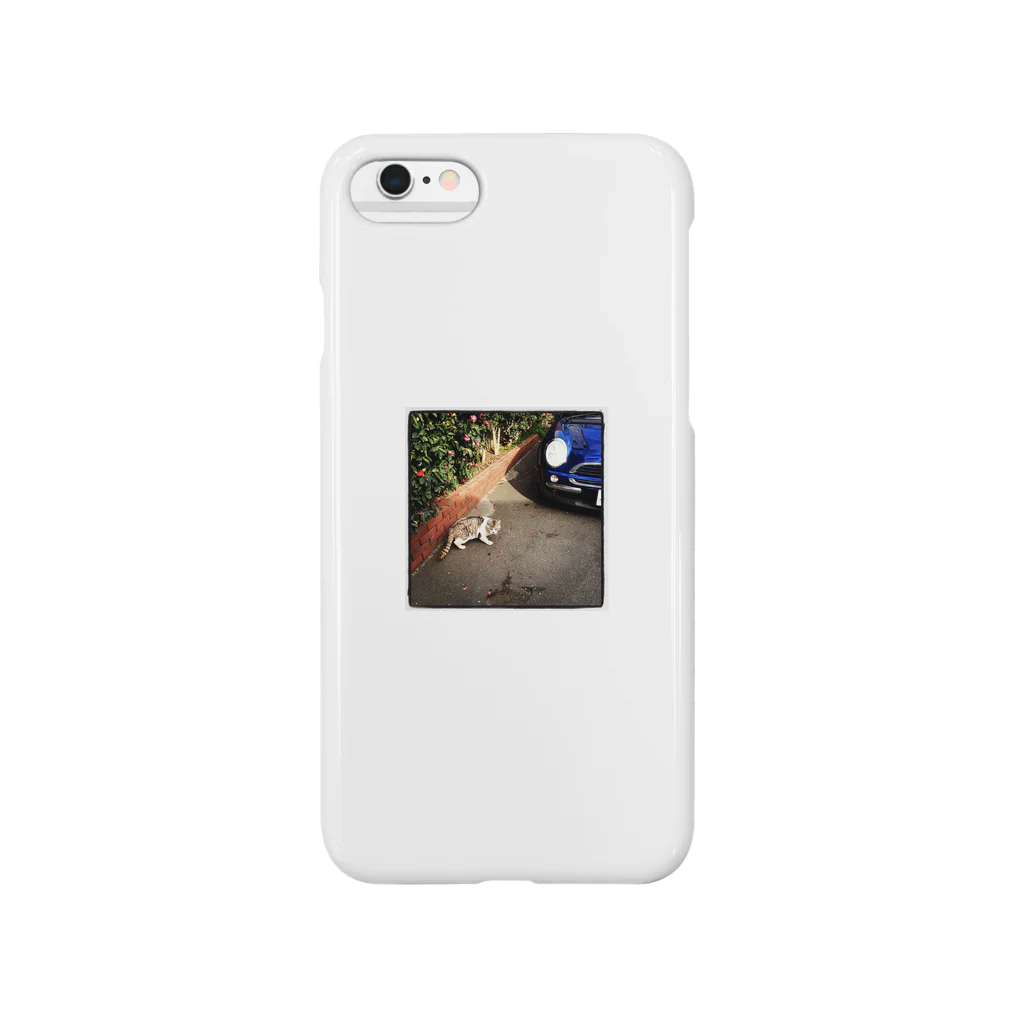 htkymtksの猫と椿と青い車 Smartphone Case