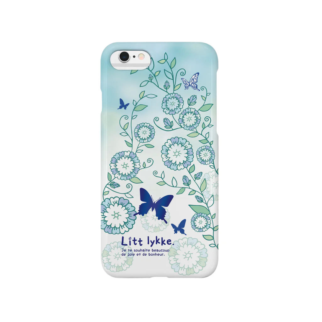 リトリッカのLitt lykke. チョウチョ柄（Sky Blue） Smartphone Case