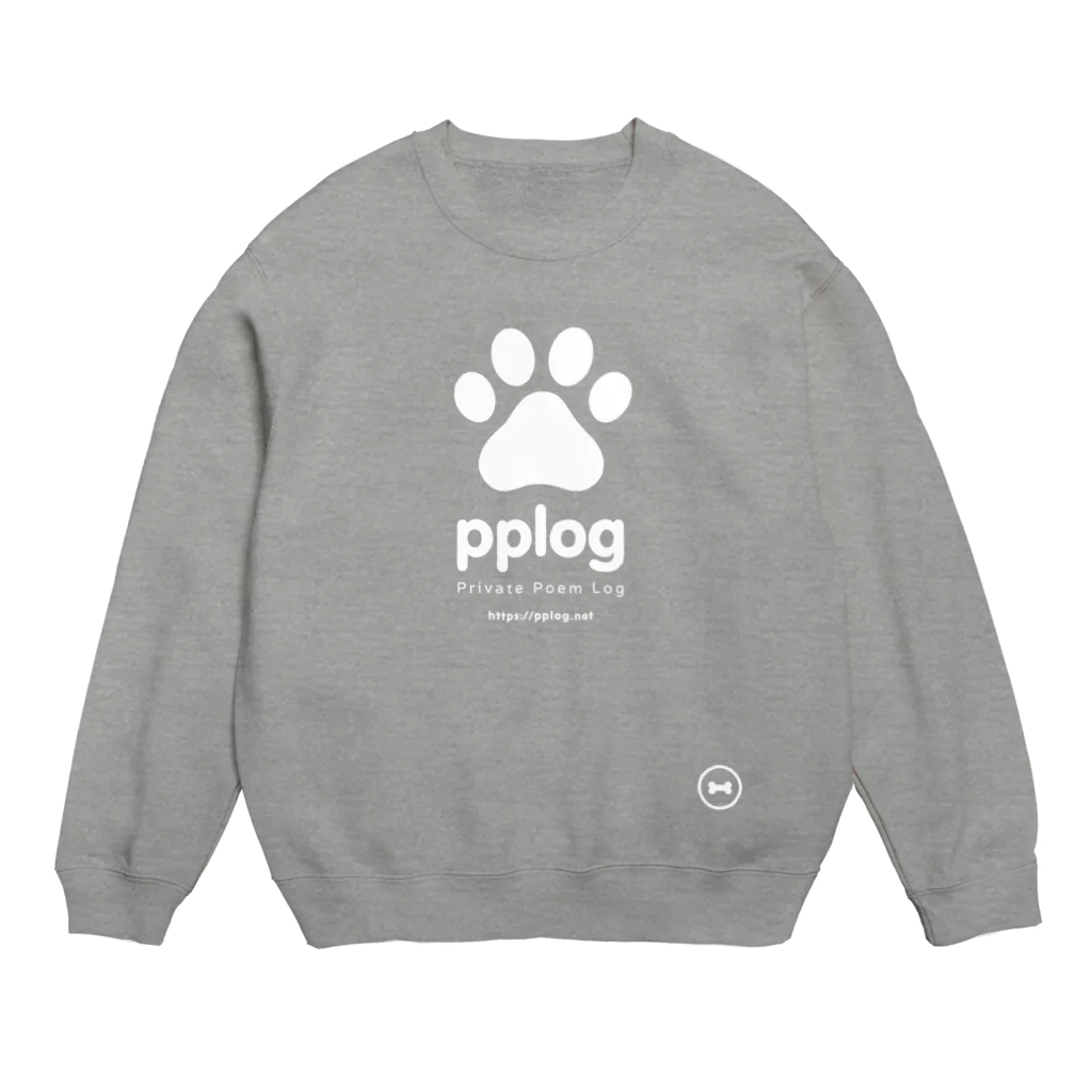 (\( ⁰⊖⁰)/) esaのpplog（白抜き） Crew Neck Sweatshirt